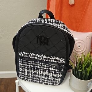 Black and White Quilted Backpack